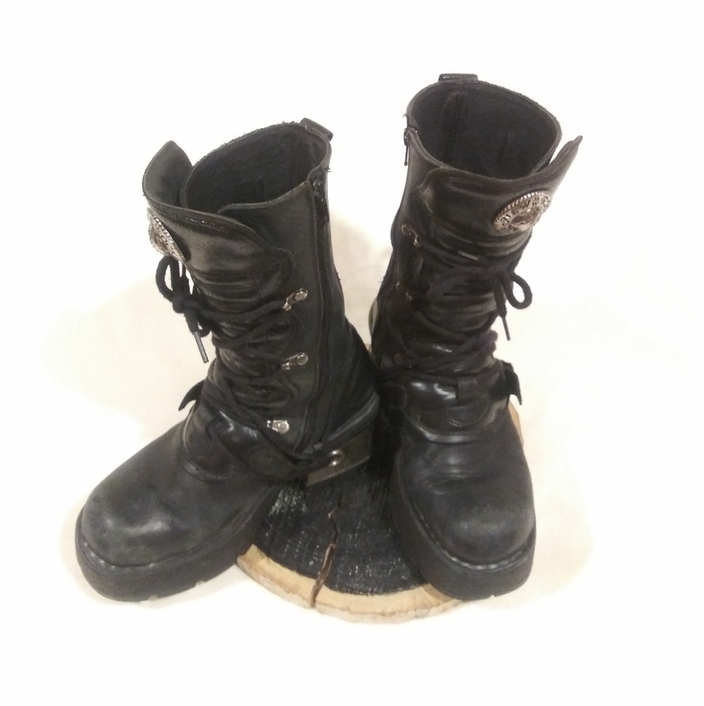 Platform Combat/Moto Boots